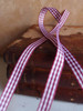 Burgundy & White Gingham Checkered Ribbon (2 sizes)