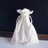 White Cotton Natural Drawstrings Bag with Ivory Stitching (10 sizes) 