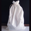 White Cotton Natural Drawstrings Bag with Ivory Stitching (10 sizes) 