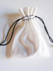 White Cotton Natural Drawstrings Bag with Black Stitching (10 sizes)