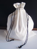 White Cotton Natural Drawstrings Bag with Black Stitching (10 sizes)