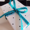  Turquoise with Chocolate Center Stitch Grosgrain Ribbon