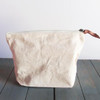 Washed Canvas Zipper Pouch with Leather Puller Natural 11" W x 8" L x 3" Gusset