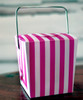 1 5/8"x1 5/8"x2" Takeout Box-Hot Pink Stripes