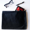 Black Recycled Canvas Flat Zipper Pouch 13" x 9 1/2"