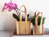 Natural Jute Plant Tote Bag 4 1/2" x 4 1/2" x 11"