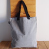 Gray Recycled Canvas Tote  with Black Shoulder Band 14" W x 14" H x 3" Gusset