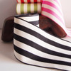 Black and Ivory Striped Ribbon 4"
