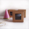 Natural Kraft Paperboard Tab Lock Folding Boxes with Window (8 Sizes)
