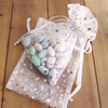 White Sheer Drawstring Bag with Gold Stars Print (2 Sizes)