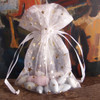 White Sheer Drawstring Bag with Gold Stars Print (2 Sizes)