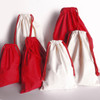 Red Cotton Canvas Drawstring Bags with Red Drawstring (10 sizes)