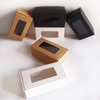 Black Kraft Paperboard Tab Lock Folding Boxes with Window (8 Sizes)