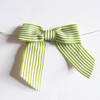 Lime Green and White Striped Pre-tied 3" Bow w/Twist-tie