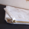 White Cotton Zipper Bag Flat Pouch with Gold Zipper