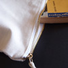 White Cotton Zipper Bag Flat Pouch with Gold Zipper