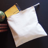 White Cotton Zipper Bag Flat Pouch with Gold Zipper