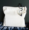 Natural Cotton Zipper Bag Flat Pouch with Silver Zipper