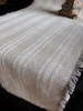 14 1/2"x108" White Stripes Linen Table Runner with Fringed Edge