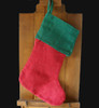Red and Green Burlap Christmas Stocking with Cotton Lining 17" 