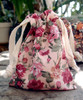 Vintage Floral Print on Ivory Bag with Red & Pink Roses