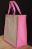 Jute 14" Tote with Pink Trim