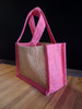 Small Jute Tote with Pink Trim