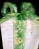 Green Daisy Floral Print Satin/Sheer Ribbon with Wired Edge