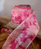 Pink Daisy Floral Print Satin/Sheer Ribbon with Wired Edge