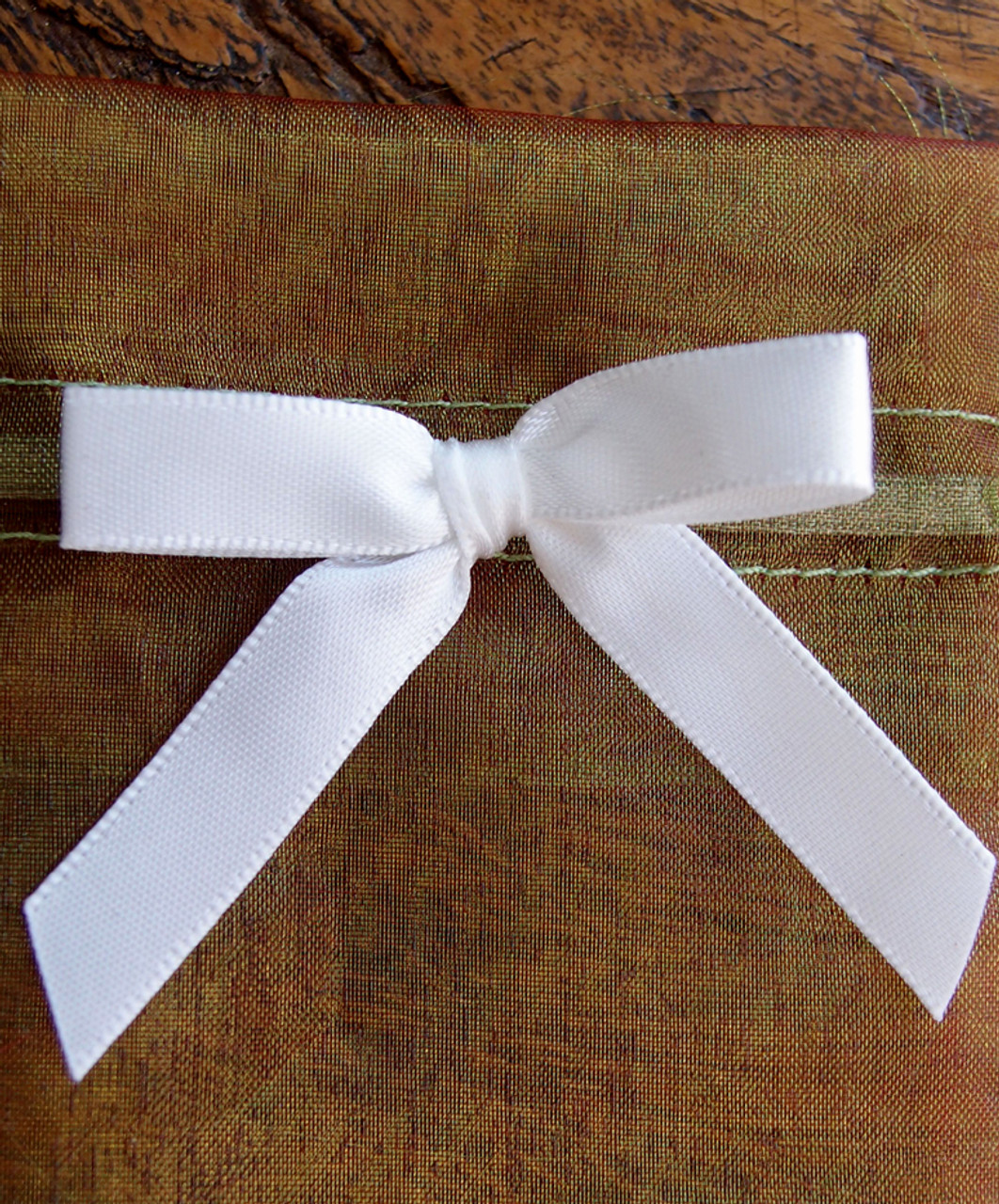 White Satin Pre-tied Bows w/Twist-tie (4 sizes)