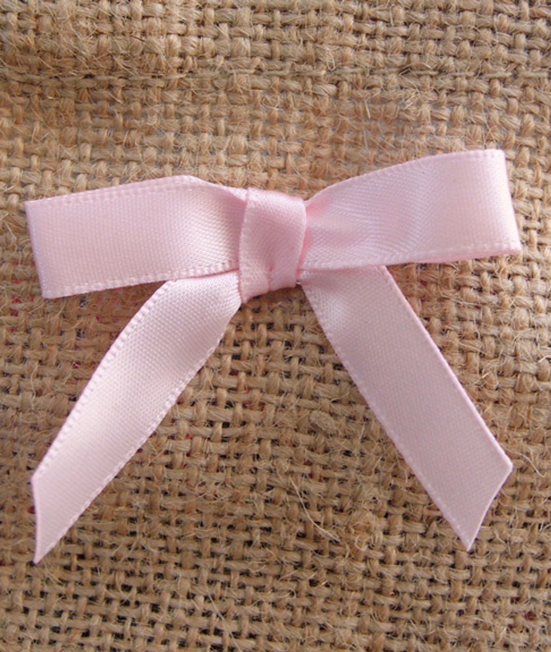 Pink Satin Pre-tied Bows w/Twist-tie (4 sizes)