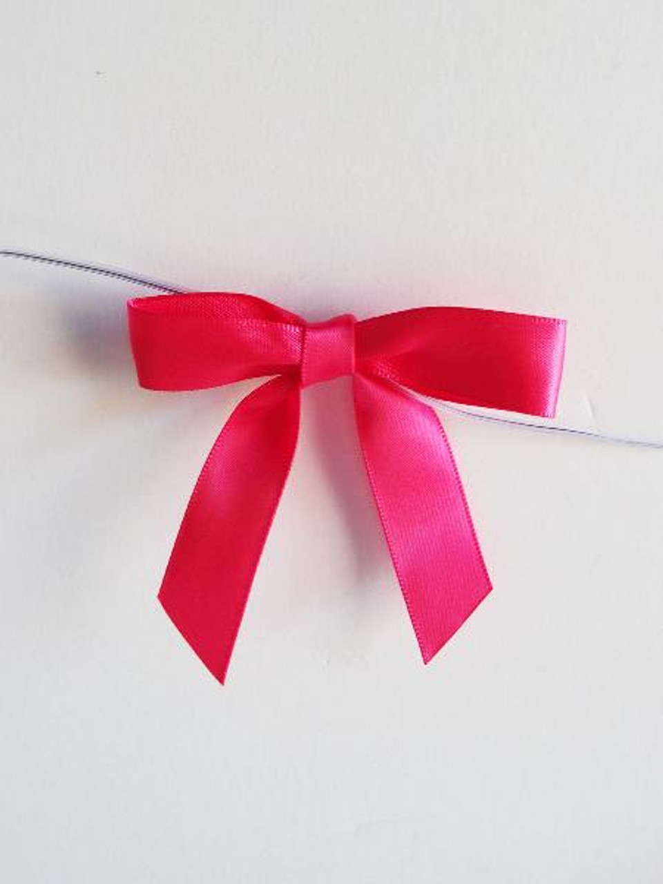 Hot Pink Satin Pre-tied Bows w/Twist-tie (4 sizes)