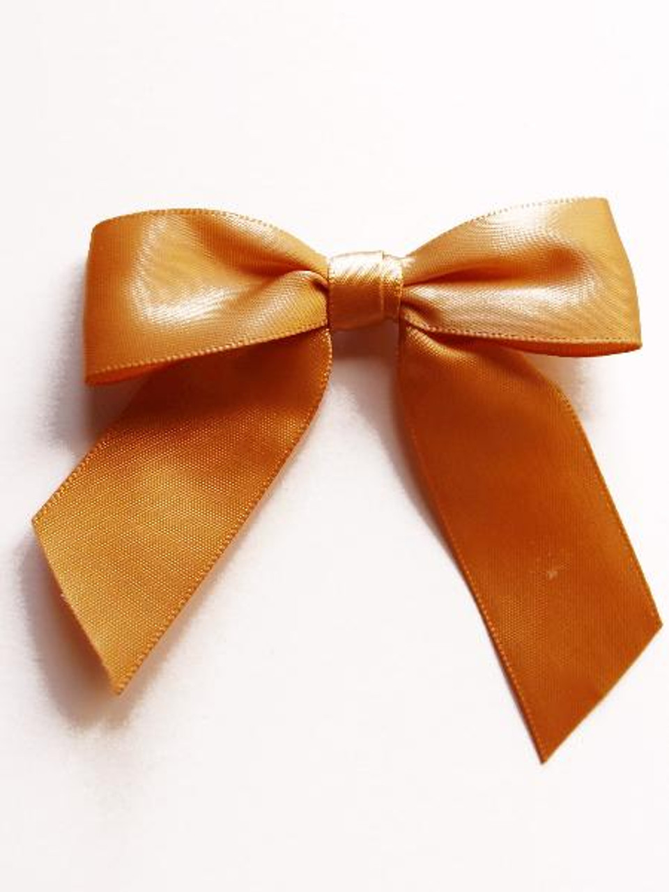 Gold Satin Pre-tied Bows w/Twist-tie (4 sizes)