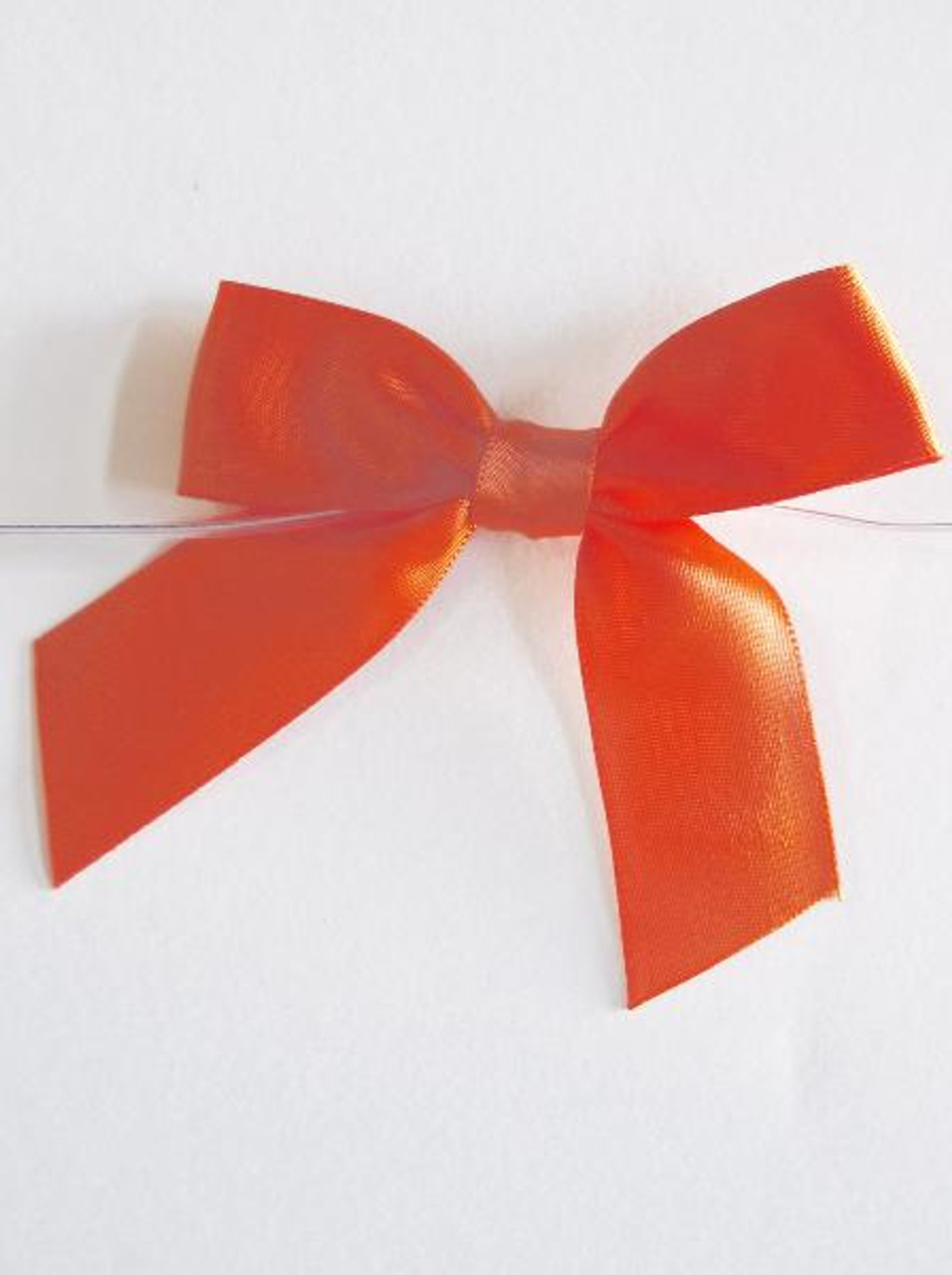 Orange Satin Pre-tied Bows w/Twist-tie (4 sizes)