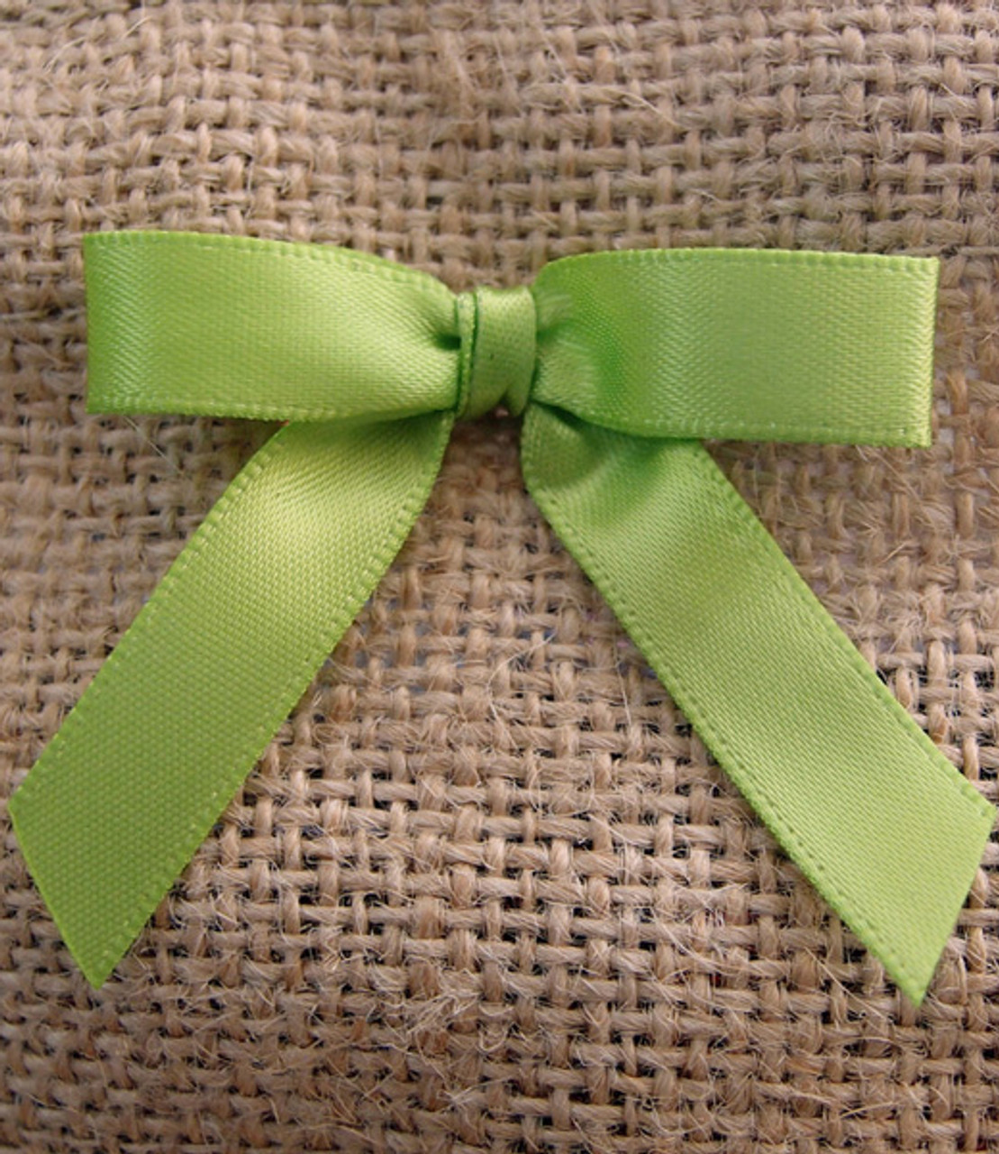 Lime Satin Pre-tied Bows w/Twist-tie (4 sizes)