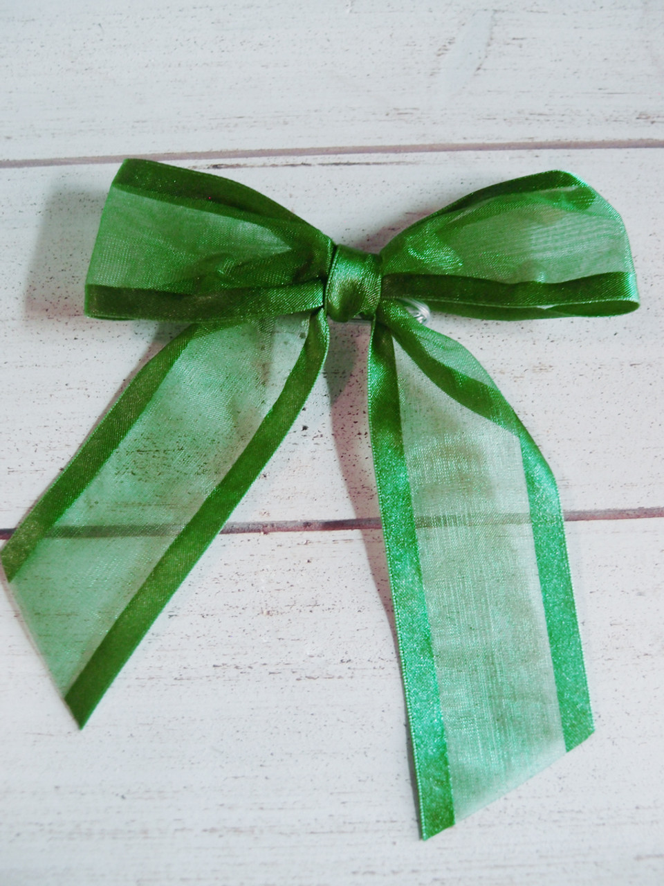 Hunter Green Organza Satin Edge Pre Tied 4 5 Bow W Twist Tie