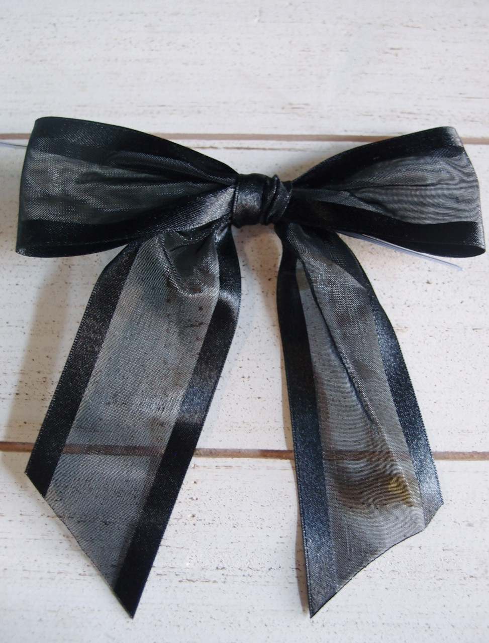 Black Organza Satin Edge Pre-tied 4.5" Bow w/Twist-tie