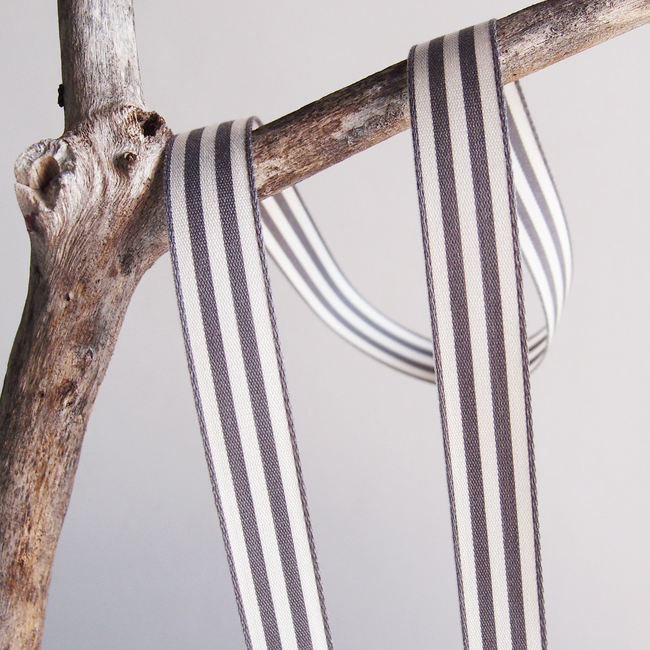 Gray & Ivory Striped Ribbon (4 sizes)