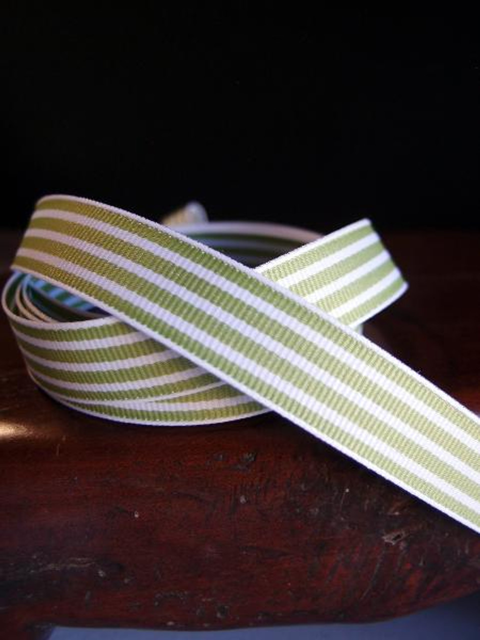 Kiwi & White Seersucker Striped Grosgrain (3 sizes)