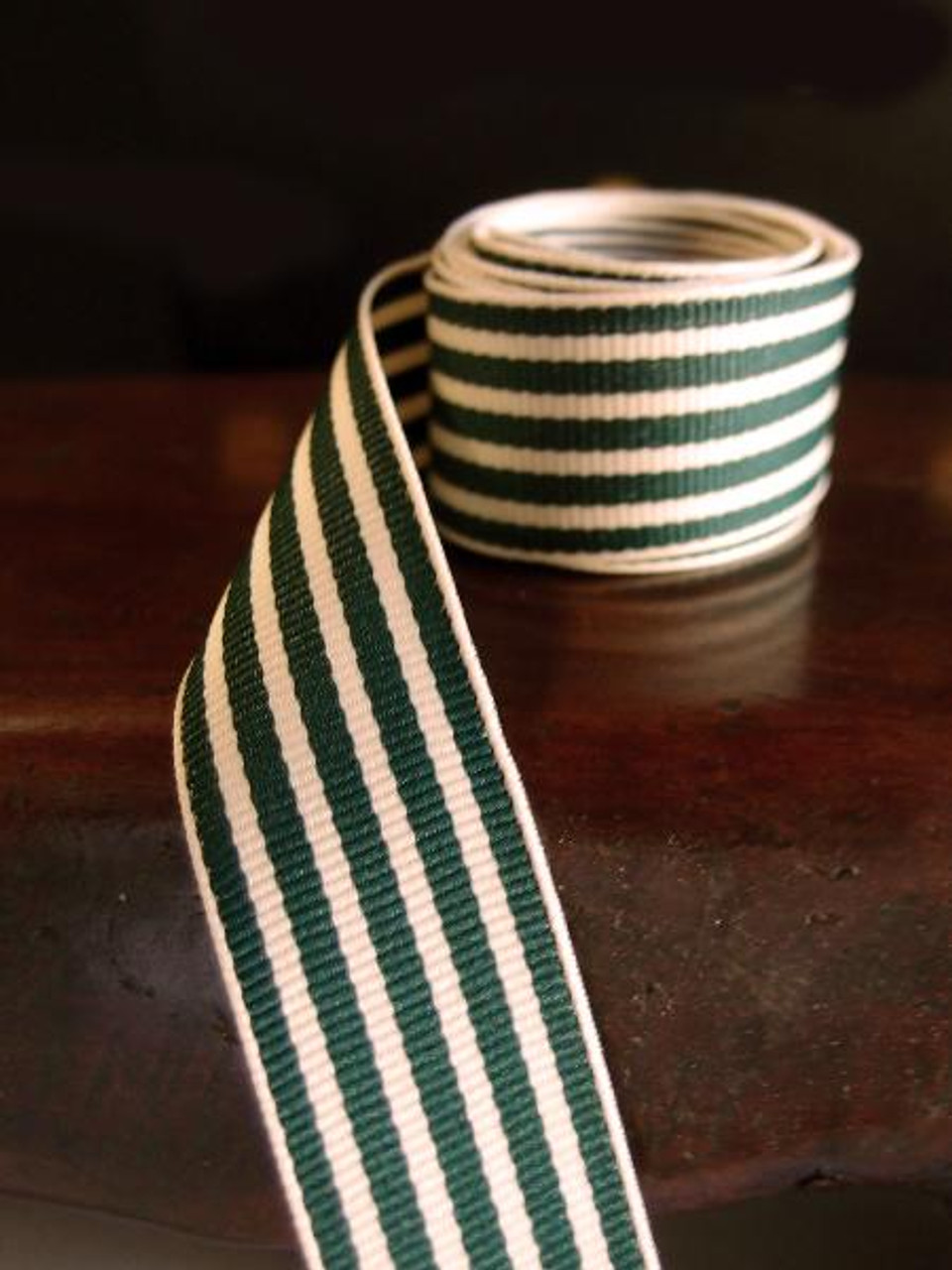 Green & Ivory Seersucker Striped Grosgrain (3 sizes)