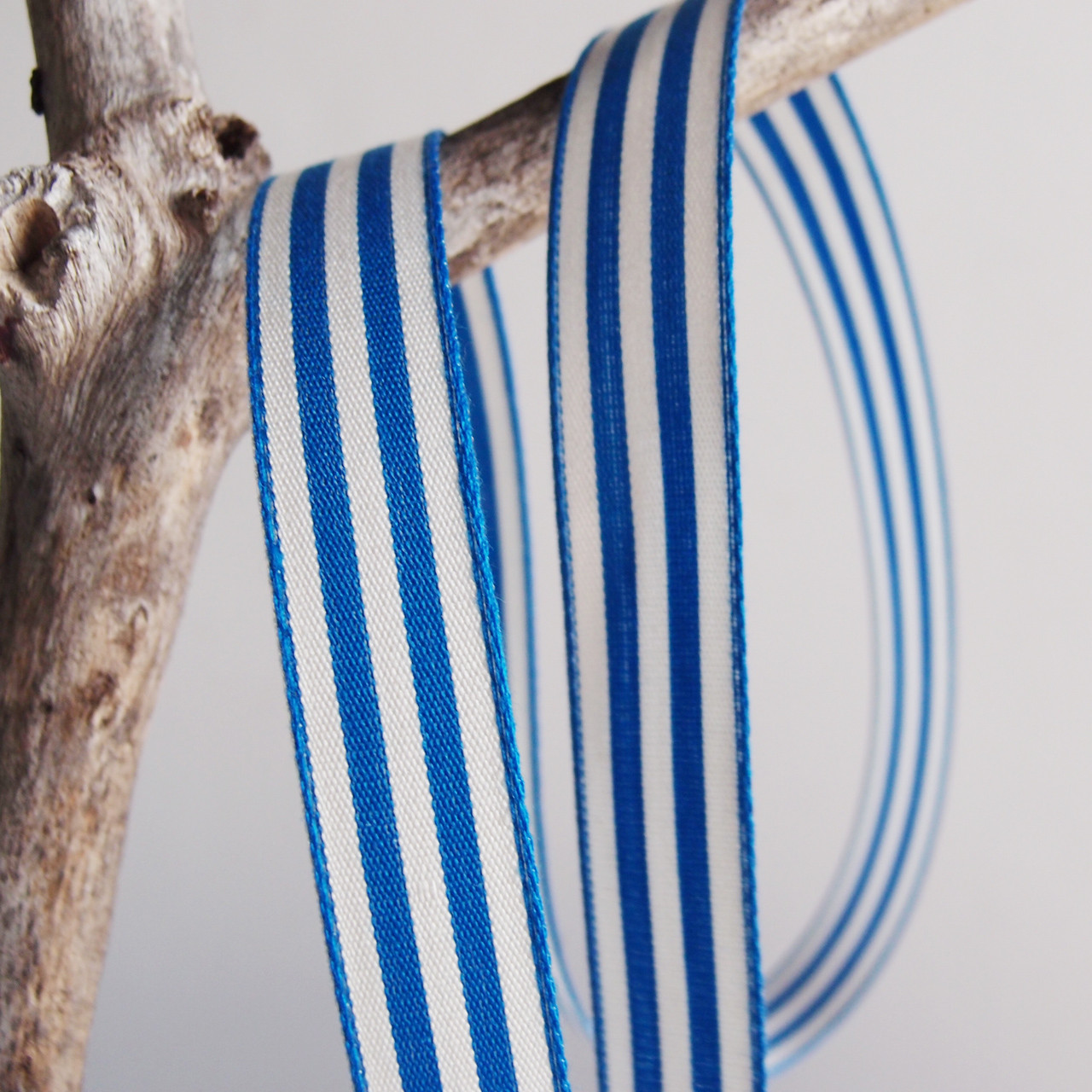 Navy Blue & Ivory Striped Ribbon (4 sizes)