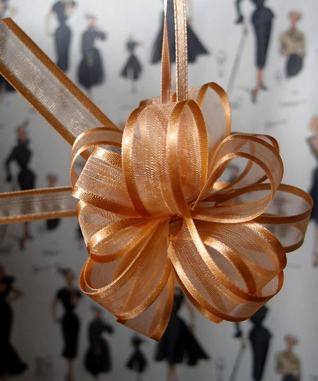 Wholesale Pull Bows, Gold Pull Bows, Sheer Satin Pull Bows