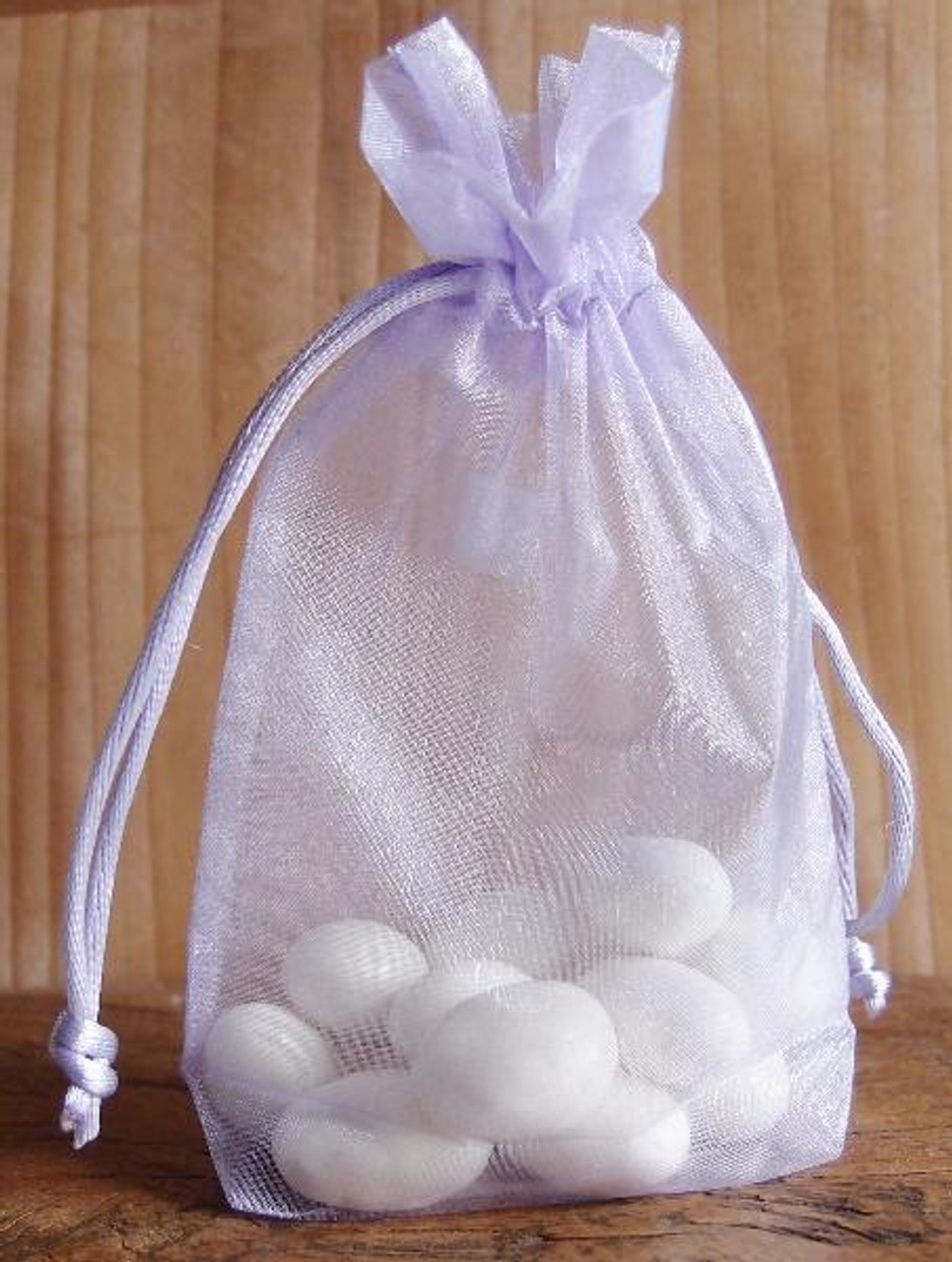 Lavender Gusseted Sheer Bag with Rat-tail Cord (2 sizes)