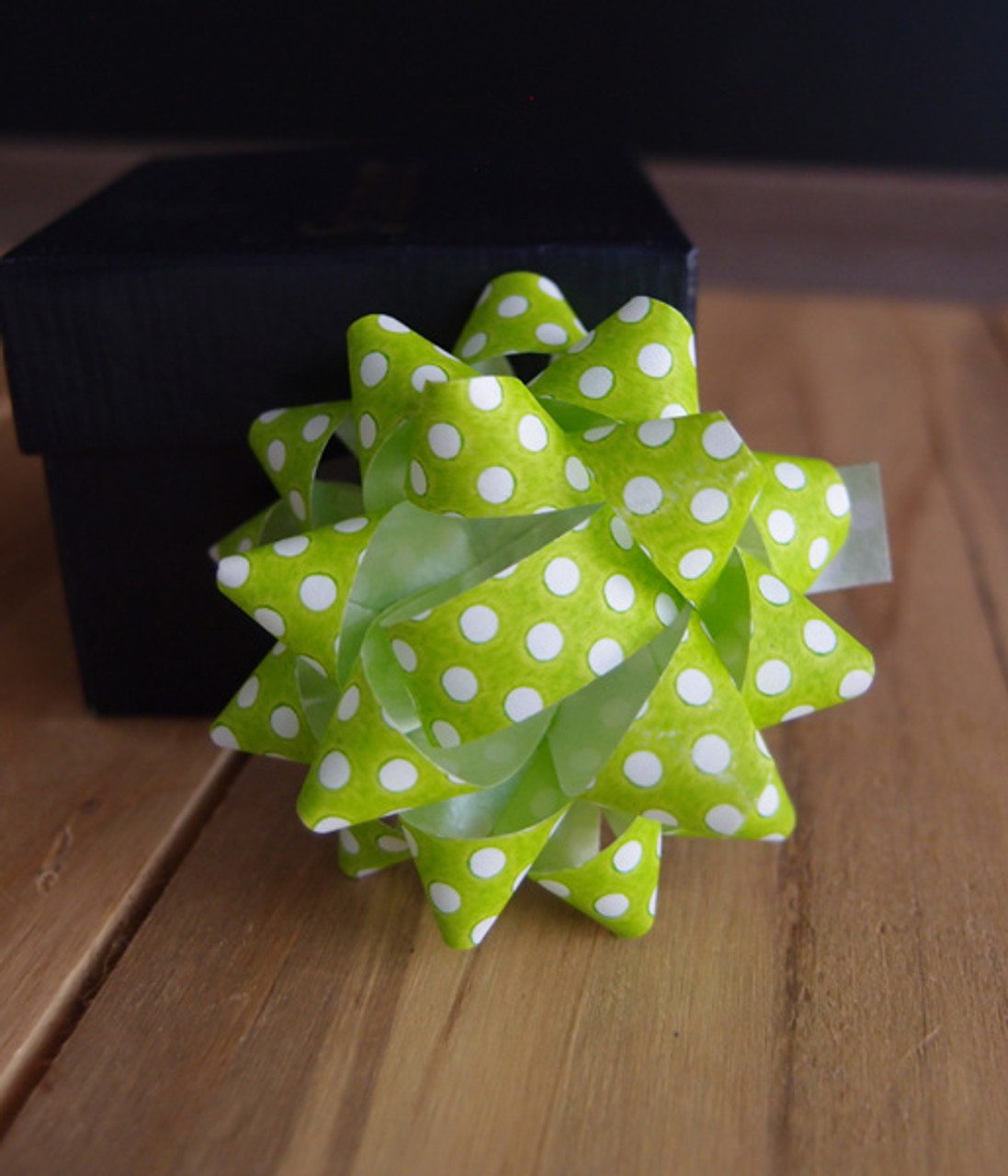 Green & White Dots 2" Star Bows