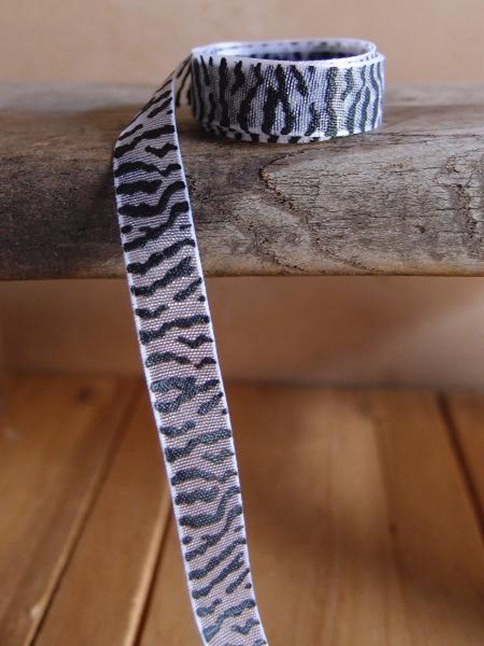 White Sheer with Black Zebra Print Ribbon (4 sizes)