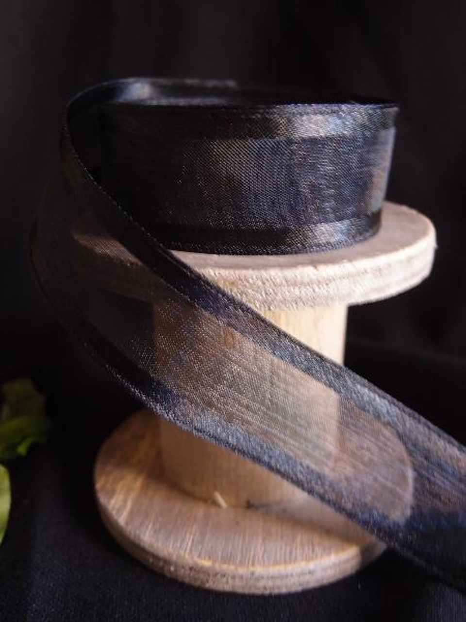 Black Sheer Ribbon with Satin Wired Edge (3 sizes)