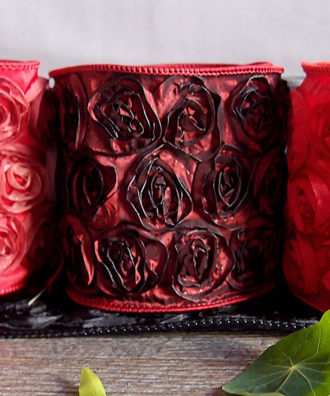 Fire Brick Rose Petal Ribbon with Wire Edge