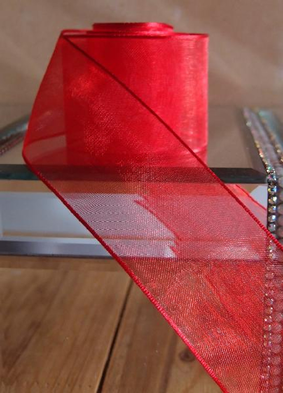 Red Sheer Ribbon with Wired Edge (2 sizes)