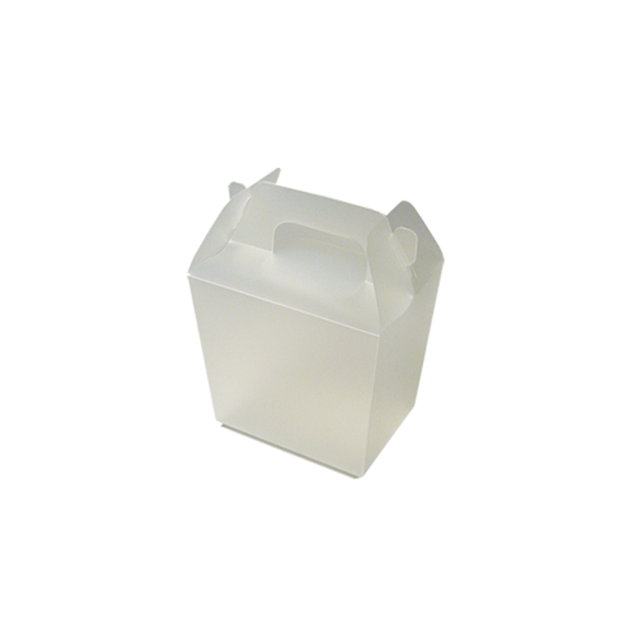 White Frosted PP Mini Favor Box with Gabled Handle (6 sizes)