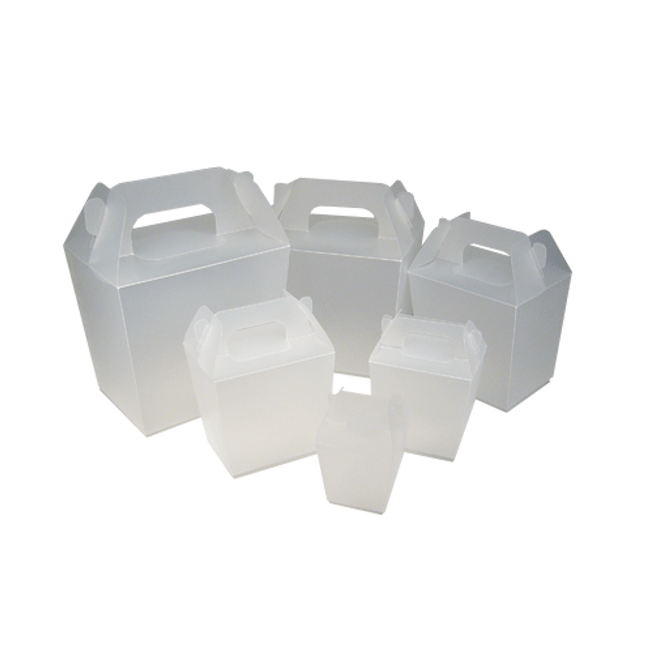 White Frosted PP Mini Favor Box with Gabled Handle (6 sizes)